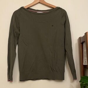 Tommy Hilfiger Olive Green Boatneck Sweater Size S